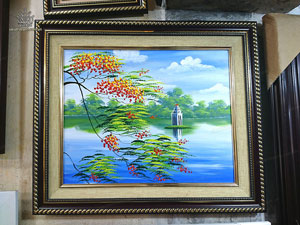 Tranh sơn dầu Tháp Rùa Hồ Gươm 3099
