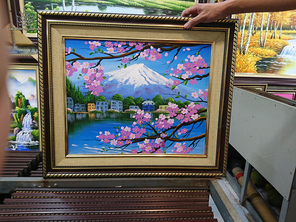 Tranh sơn dầu Hoa Đào Núi Phú Sĩ 3110 | Siêu Thị Tranh VinArt