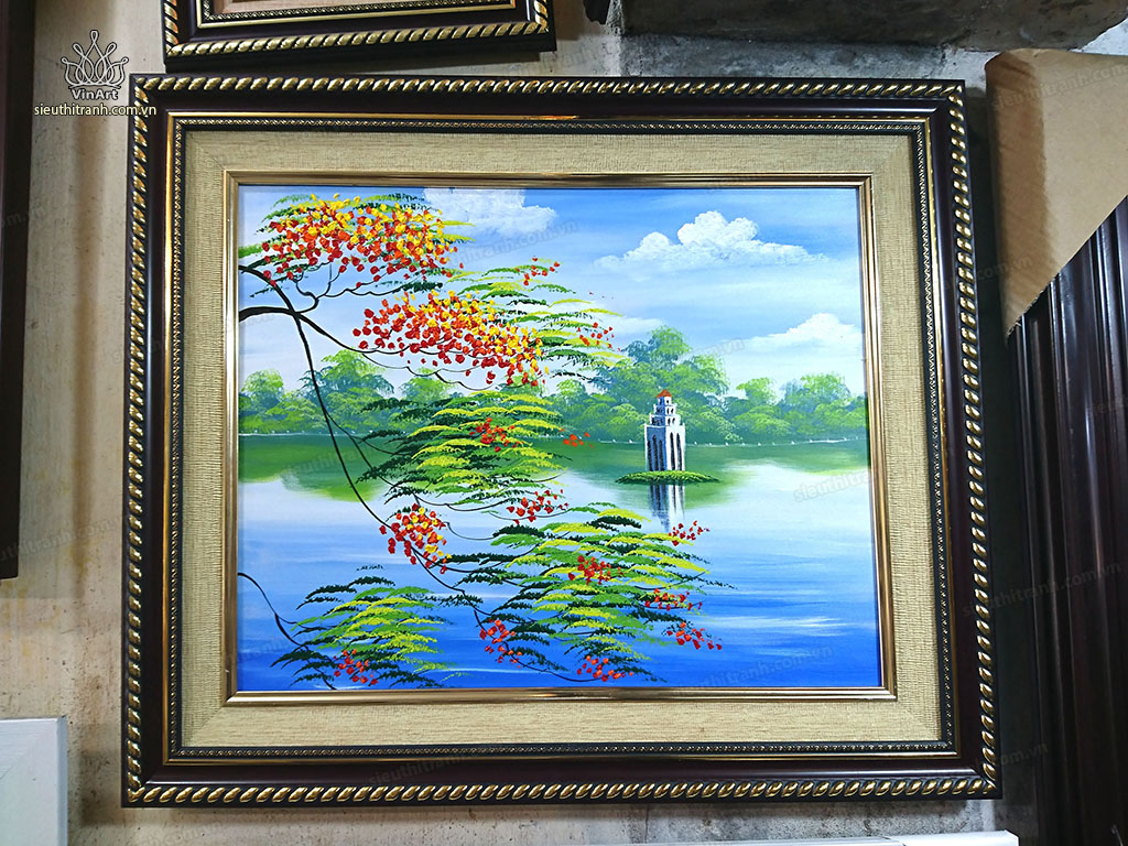 Tranh sơn dầu Tháp Rùa Hồ Gươm 3099 | Siêu Thị Tranh VinArt